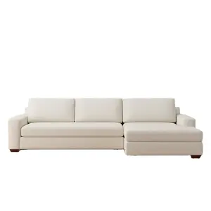 舒适深座方臂软垫沙发双宽躺椅织物组合模块沙发