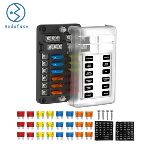 Boîtier de distribution d'alimentation robuste à 12 circuits étanche avec bus négatif sans indicateur LED pour voiture, bateau, camping-car, fourgonnette - Product Image 1