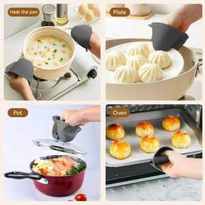 Mini-gants de four en <span class=keywords><strong>silicone</strong></span> résistants à la chaleur, isolants et antidérapants, avec pince pour support de casseroles, épaissis pour la cuisson - Product Image 4