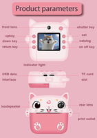 Caméra vidéo numérique étanche pour enfants, écran IPS 2,4 pouces, double objectif, impression instantanée, caméscope photo 1080P pour enfants