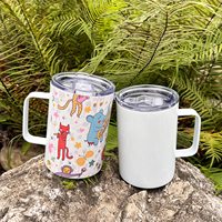 Gobelets isothermes personnalisés en acier inoxydable 304 à double paroi, 16 oz, blancs, droits, avec poignée, pour sublimation