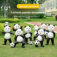 Ornements d'animaux en fibre de verre pour l'extérieur, sculpture de panda de football de dessin animé, décoration créative pour parc, jardin d'enfants et aménagement paysager
