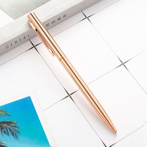 Stylo bille classique en or rose avec logo personnalisé en gros, promotion publicitaire, cadeau d'affaires, stylo bille en métal doré - Product Image 2