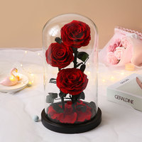 Roses éternelles personnalisées, cadeau pour la Saint-Valentin, la fête des mères, fleurs préservées éternelles, roses éternelles dans un dôme en verre