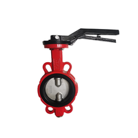Vanne papillon manuelle à disque, type wafer, avec levier manuel, doublée PTFE, en acier inoxydable SS304/SS316, résistante aux hautes températures pour milieux aqueux