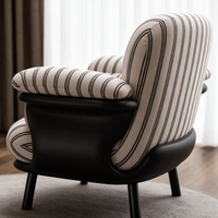 Fauteuil canapé décontracté de style français, vintage du milieu du siècle, en tissu à motif tigre, avec pieds en bois, mousse haute densité, inclinable et confortable pour la maison