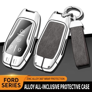 Housse de clé de voiture en cuir en alliage à la mode pour <span class=keywords><strong>Ford</strong></span> Fusion Mondeo Mustang F-150 Explorer Edge 2015 2016 2017 2018 <span class=keywords><strong>porte</strong></span>-clés - Product Image 2