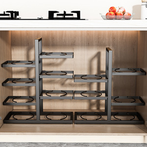 Étagère de rangement de cuisine réglable double face, meuble de comptoir multi-niveaux sur pied pour vaisselle et évier - Product Image 3