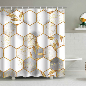 <span class=keywords><strong>Rideau</strong></span> de <span class=keywords><strong>douche</strong></span> moderne en polyester, imprimé numérique 3D effet marbre <span class=keywords><strong>nid</strong></span> <span class=keywords><strong>d</strong></span>'<span class=keywords><strong>abeille</strong></span>, imperméable et anti-moisissure, avec 12 crochets - Product Image 1