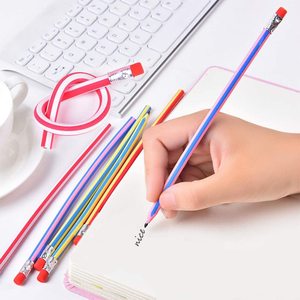 Longorgeous Crayon à rayures multicolores flexibles et souples avec gomme pour étudiants ou enfants - Product Image 4