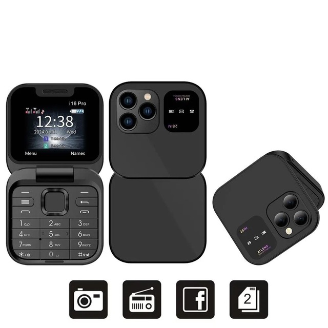 I16 Pro Dual SIM Dual Standby Non Smartphone Flip Phone Button Elderly Phone 2G Mobile Phone