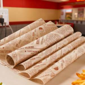 Custom Hamburger <b>Paper</b> Wrap <b>Paper</b> with Logo Printing Recycled Materials PE Coated Food Wrapper <b>Sheets</b> for Cake & Bread Packaging - Product Image 2