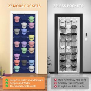 ที่แขวนหมวกสำหรับหมวกเบสบอล 27 ช่อง ที่แขวนประตูแบบติดผนัง กระเป๋าเก็บของสีน้ำเงิน รูปทรงสี่เหลี่ยมผืนผ้า แบบตะขอ - Product Image 5