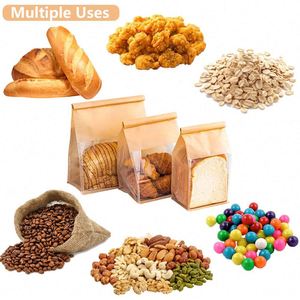 ถุงกระดาษคราฟท์สีน้ำตาลเคลือบลามิเนตแบบคลาสสิกสำหรับใส่ขนมปัง พร้อมหน้าต่าง  สามารถนำกลับมาใช้ใหม่ได้  พิมพ์โลโก้ตามสั่งได้ - Product Image 4