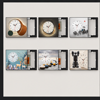 Horloge murale pour cache-compteur électrique, panneau de dissimulation abstrait pour salle à manger, couloir, hôtel, intérieurs modernes