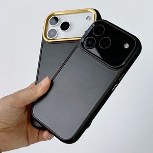 Kim loại máy ảnh cửa sổ trống với rãnh trở lại TPU + PC và kim loại bàn phím có thể Inlay da cho <span class=keywords><strong>iPhone</strong></span> 17 16 15 14 Pro Max điện thoại trường hợp - Product Image 6