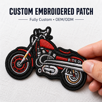 Écusson brodé personnalisé pour moto, badge de motard haute densité, étiquettes thermocollantes pour vestes, jeans, gilets en cuir, marque de vêtements