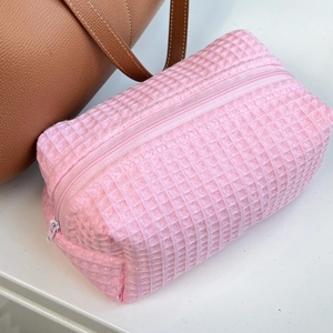 Fabrika özel sevimli pamuk Waffle kozmetik çantası büyük kapasiteli taşınabilir cilt bakımı makyaj çantası Lady çanta hediye için - Product Image 1