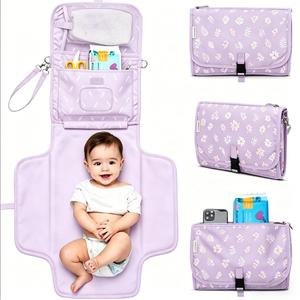 Housse de matelas à langer pour bébé en <span class=keywords><strong>coton</strong></span> polyester personnalisée, pliable, portable, sac à couches, tapis multifonctionnel, réutilisable, imperméable - Product Image 4
