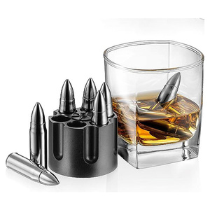Regali fantastici per gli uomini in acciaio inox riutilizzabile whisky proiettile in metallo cubetto di ghiaccio con Base - Product Image 1
