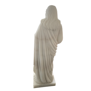 Traditional Handmade American White Marble Jesus Sacred Heart <b>Statue</b> 1 Year Warranty Tall 36" for Church Garden & Cemetery Use - Product Image 5