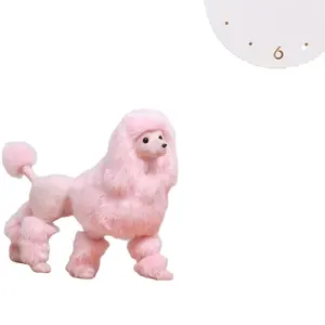 Simulasi anjing bulu merah muda Model pengajaran hewan anjing dekorasi rumah hadiah undangan