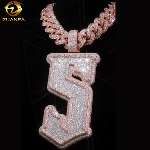 Gioielli Raffinati Personalizzati <span class=keywords><strong>in</strong></span> <span class=keywords><strong>Argento</strong></span> <span class=keywords><strong>925</strong></span>, Ciondolo Hip Hop con Lettera Iniziale Personalizzata, Diamante Moissanite - Product Image 2