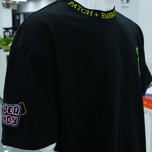 Camiseta Personalizada al por Mayor, 305G, de Alta Calidad, Unisex, de Algodón Grueso Tejido, con Bordado 3D, Corte Holgado, Antiarrugas - Product Image 4