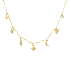 ROXI Fashion S925 - Joyería de Plata de Ley, Collar Sencillo con Pequeña Estrella, Luna y Corazón, Regalos - Product Image 1