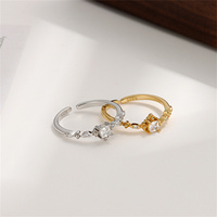 VEWANT Bague ouverte ajustable en argent 925 plaqué or 18 carats avec pierres latérales en zircone cubique taille princesse, pour usage quotidien, travail, cadeaux d'anniversaire