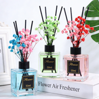 Lot de diffuseurs d'ambiance en roseaux naturels avec fleurs séchées, parfum d'intérieur, emballage personnalisé OEM pour collection de magasins de détail