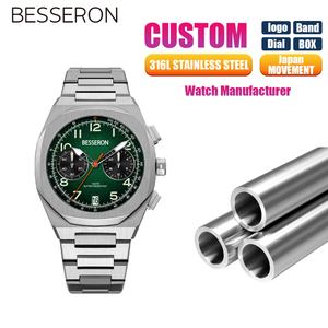 Reloj de Cuarzo Analógico para Hombre de Alta Calidad, Cristal de Zafiro, Resistente al Agua 5ATM, Movimiento Japonés, Correa de Acero Inoxidable Personalizada, Lujoso - Product Image 1
