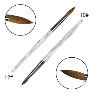 Pinceau à ongles en gel UV transparent avec manche diamant, pinceau plat pour nail art, poils en Kolinsky et nylon, grand stylo de peinture - Product Image 4