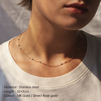 Collier chaîne minimaliste en acier inoxydable 316L plaqué or 14 carats, chaîne classique simple plaquée or pour mariages et cadeaux