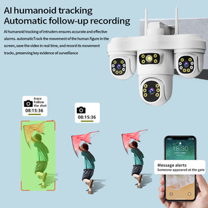 Máy ảnh 6MP video HD 1080P LED ánh sáng ngoài trời tầm nhìn ban đêm con người phát hiện PTZ Màn hình ba ống kính tự động báo động - Product Image 4