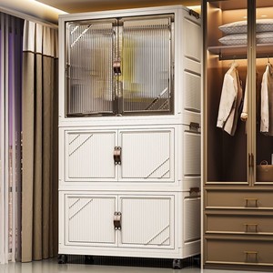 Foldable Plastic <strong>Wardrobe</strong> Simple Home Clothes <strong>Storage</strong> Cabinet No Installation Easy-to-Use <strong>Storage</strong> <strong>Solution</strong> - Product Image 6