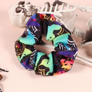 Coletero de Halloween con estampado de calavera, fantasma, calabaza, araña y murciélago, lazo para el pelo de tela para mujer, estilo lindo para fiestas y festivales - Product Image 4