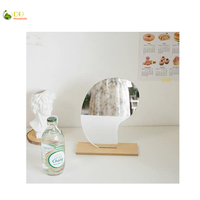 Miroir de maquillage Art Déco pour salle de bain avec support en bambou naturel, portable, à poser sur table/bureau/comptoir, origine Fujian