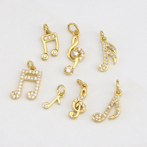 อุปกรณ์เครื่องประดับขนาดเล็กของ CZ8961ขนาดเล็กขนาดเล็กขนาดเล็ก18K ทอง CZ โน้ตดนตรีและโน๊ตเพลง CZ จังหวะเสน่ห์ดนตรี - Product Image 6