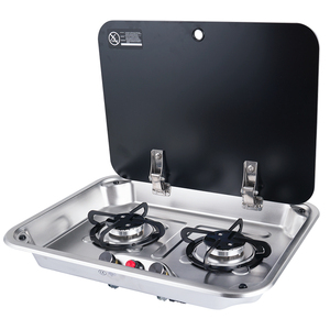 Cuisinière à <span class=keywords><strong>gaz</strong></span> encastrable 2 brûleurs en acier inoxydable pour <span class=keywords><strong>camping</strong></span>-<span class=keywords><strong>car</strong></span>, caravane, remorque, <span class=keywords><strong>camping</strong></span>-<span class=keywords><strong>car</strong></span>, cuisine de fourgonnette - Product Image 1