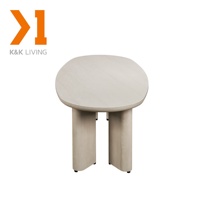 Table à manger moderne en travertin, style crème, forme ovale, pour meubles de maison, pierre en ciment fritté pour utilisation dans les restaurants