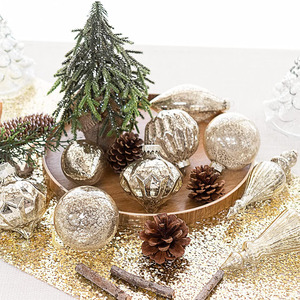 Adornos navideños <span class=keywords><strong>de</strong></span> vidrio Champagne Silver Hanging Christmas Balls Finials para la decoración del árbol <span class=keywords><strong>de</strong></span> Navidad Ecológico - Product Image 5