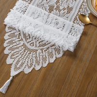 Chemins de table en dentelle blanche Chemin de table en dentelle vintage élégant, décor de mariage avec broderie florale, décor de fête de thé