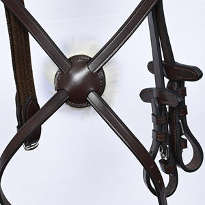 Brida de cuero de cazador/puente acolchada de primera calidad con comodidad para la cabeza y almohadilla para la nariz de piel de oveja, suministro de tachuelas ecuestres al por mayor - Product Image 3