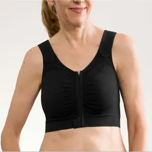 Wholesale women zip front closure mastectomy bra wireless seamless post surgery compression bra as comfortable as second skin