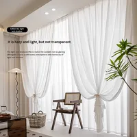 Nouveau style Rideau de fenêtre semi-occultant à effet miroir, blanc, en voile, épaissi, translucide, protection solaire