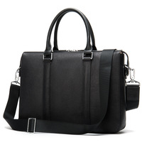 Véritable Vintage Grande mallette en cuir pour hommes Luxe Bureau Business Laptop Messenger Bag Zipper Waterproof Portable