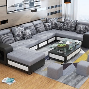 Buena calidad de lujo <span class=keywords><strong>Sofal</strong></span> en forma de conjunto de sofá de madera conjunto de diseños sofá de la sala de XXL - Product Image 2