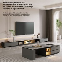 Meuble TV et table basse combinés, style italien moderne, luxe léger, en dalle de quartz extensible, pour salon