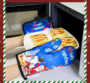 Ensemble de cuisine <span class=keywords><strong>chat</strong></span> design avec impression personnalisée, symbole du nouvel an, maniques et serviette pour sécher la vaisselle - Product Image 6